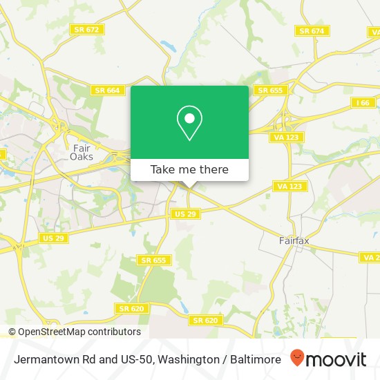 Mapa de Jermantown Rd and US-50, Fairfax, VA 22030