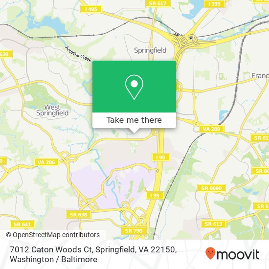 Mapa de 7012 Caton Woods Ct, Springfield, VA 22150