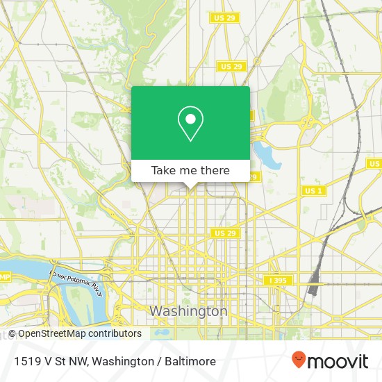 Mapa de 1519 V St NW, Washington, DC 20009