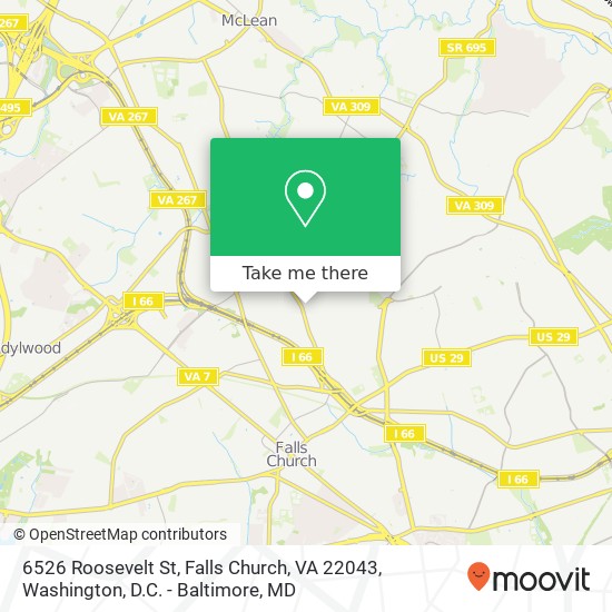 6526 Roosevelt St, Falls Church, VA 22043 map