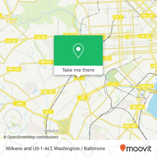 Wilkens and US-1-ALT, Baltimore, MD 21229 map