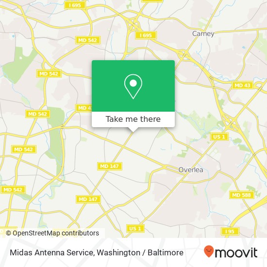 Mapa de Midas Antenna Service, 7019 Harford Rd