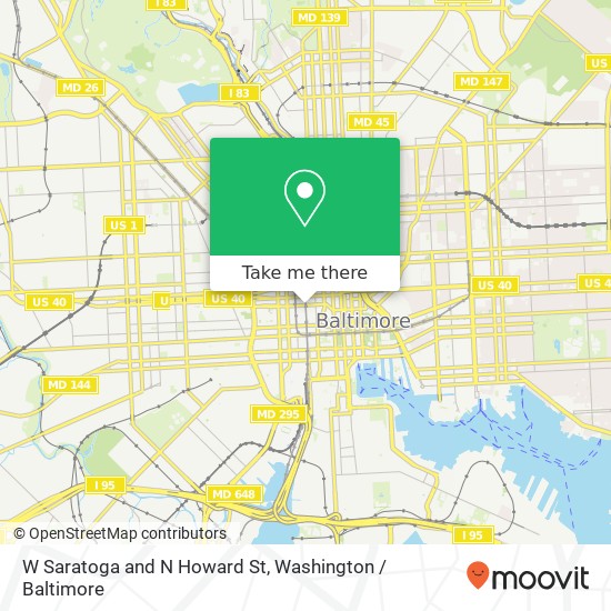 W Saratoga and N Howard St, Baltimore, MD 21201 map