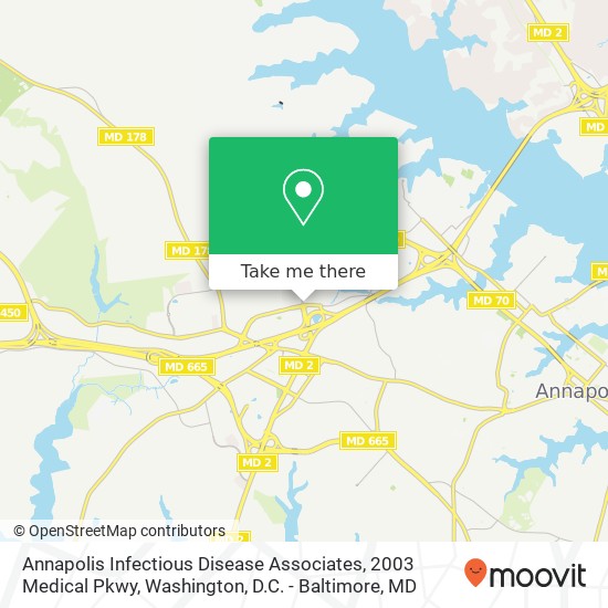 Mapa de Annapolis Infectious Disease Associates, 2003 Medical Pkwy