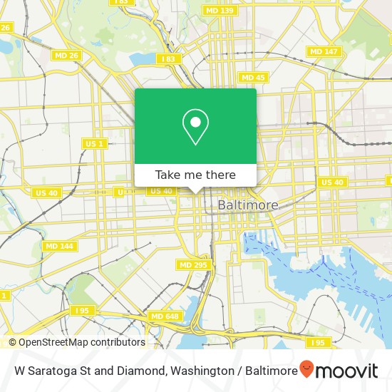 W Saratoga St and Diamond, Baltimore, MD 21201 map