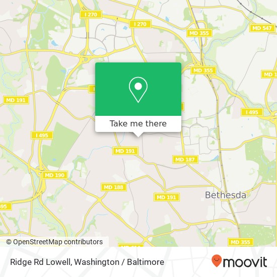 Mapa de Ridge Rd Lowell, Bethesda, MD 20817