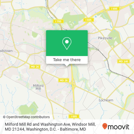 Milford Mill Rd and Washington Ave, Windsor Mill, MD 21244 map