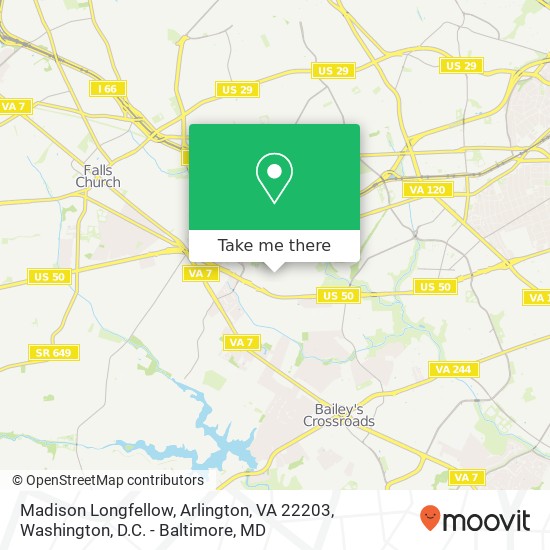 Mapa de Madison Longfellow, Arlington, VA 22203