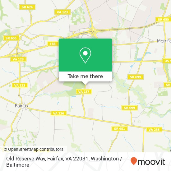 Old Reserve Way, Fairfax, VA 22031 map