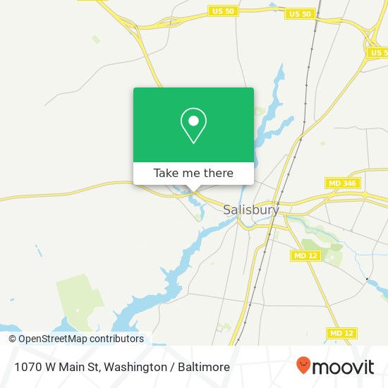 Mapa de 1070 W Main St, Salisbury, MD 21801