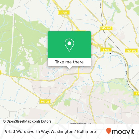 Mapa de 9450 Wordsworth Way, Owings Mills, MD 21117