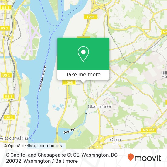 Mapa de S Capitol and Chesapeake St SE, Washington, DC 20032
