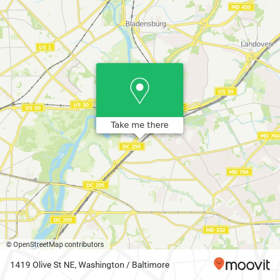 Mapa de 1419 Olive St NE, Washington, DC 20019