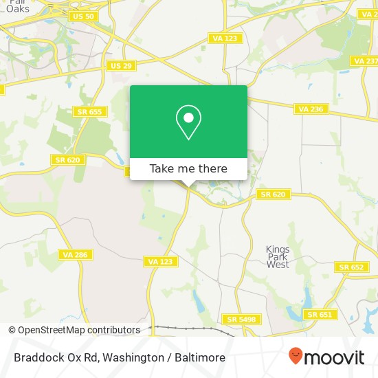 Mapa de Braddock Ox Rd, Fairfax, VA 22030