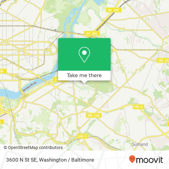Mapa de 3600 N St SE, Washington, DC 20019