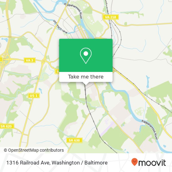 Mapa de 1316 Railroad Ave, Fredericksburg, VA 22401