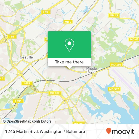 Mapa de 1245 Martin Blvd, Middle River, MD 21220