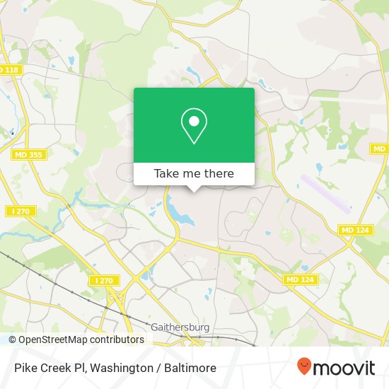 Mapa de Pike Creek Pl, Montgomery Village, MD 20886