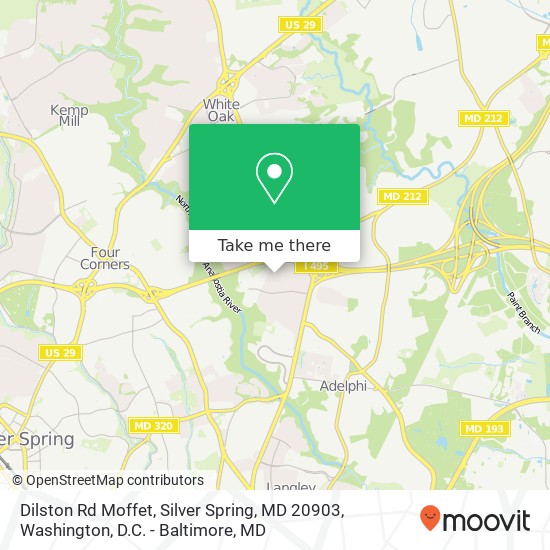 Mapa de Dilston Rd Moffet, Silver Spring, MD 20903