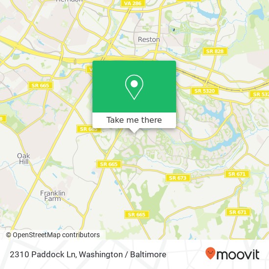 Mapa de 2310 Paddock Ln, Reston, VA 20191