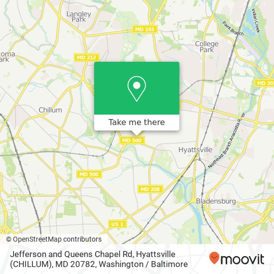 Mapa de Jefferson and Queens Chapel Rd, Hyattsville (CHILLUM), MD 20782