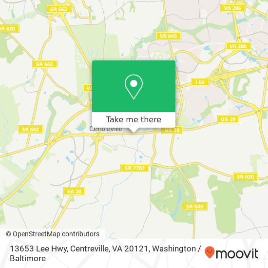 Mapa de 13653 Lee Hwy, Centreville, VA 20121