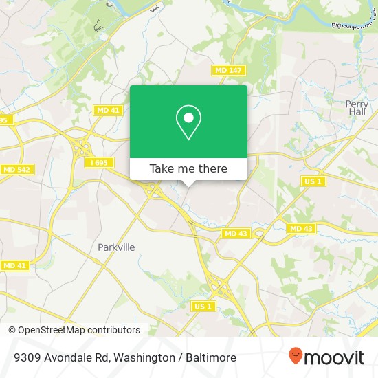Mapa de 9309 Avondale Rd, Parkville, MD 21234