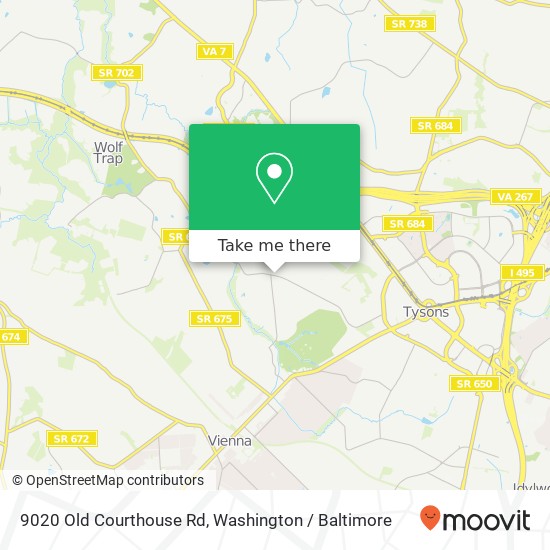 Mapa de 9020 Old Courthouse Rd, Vienna, VA 22182