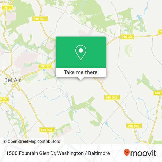 Mapa de 1500 Fountain Glen Dr, Bel Air, MD 21015