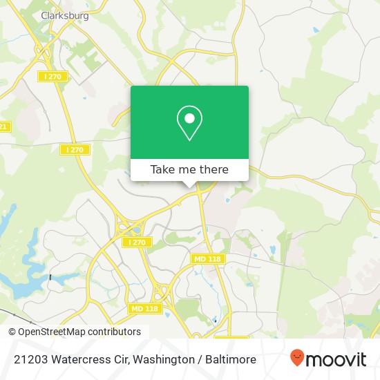 Mapa de 21203 Watercress Cir, Germantown, MD 20876