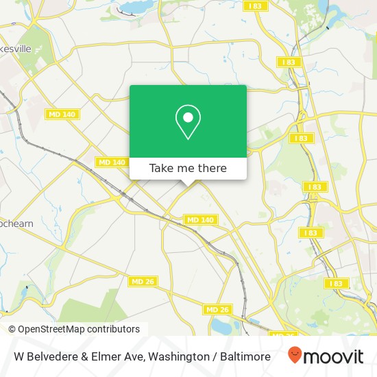 Mapa de W Belvedere & Elmer Ave, Baltimore, MD 21215