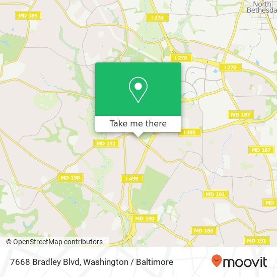 Mapa de 7668 Bradley Blvd, Bethesda, MD 20817