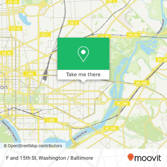 Mapa de F and 15th St, Washington, DC 20002