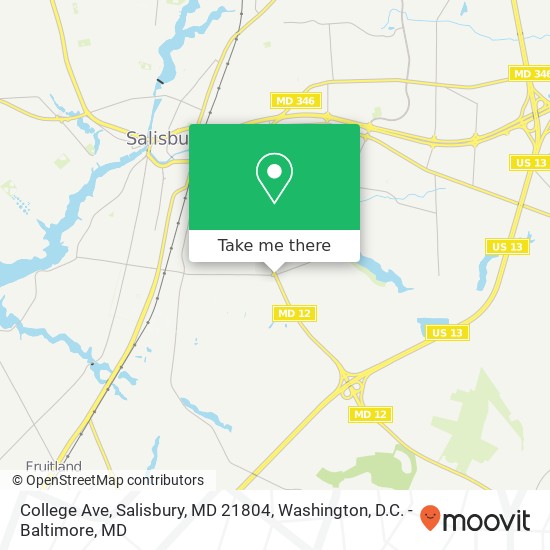 Mapa de College Ave, Salisbury, MD 21804