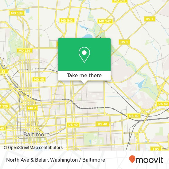 Mapa de North Ave & Belair, Baltimore, MD 21213