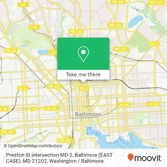 Mapa de Preston St intersection MD-2, Baltimore (EAST CASE), MD 21202
