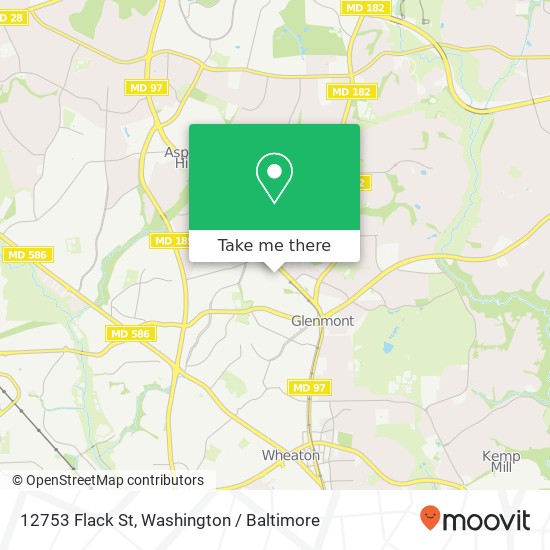 Mapa de 12753 Flack St, Silver Spring, MD 20906