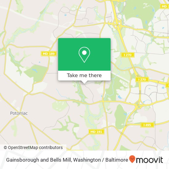 Mapa de Gainsborough and Bells Mill, Potomac, MD 20854