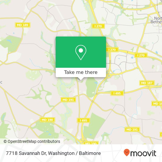 Mapa de 7718 Savannah Dr, Bethesda, MD 20817