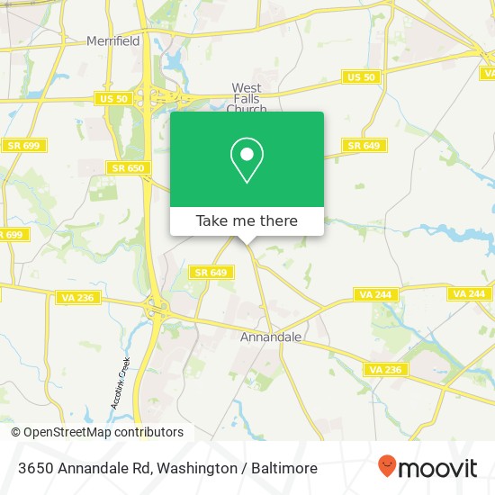 Mapa de 3650 Annandale Rd, Annandale, VA 22003