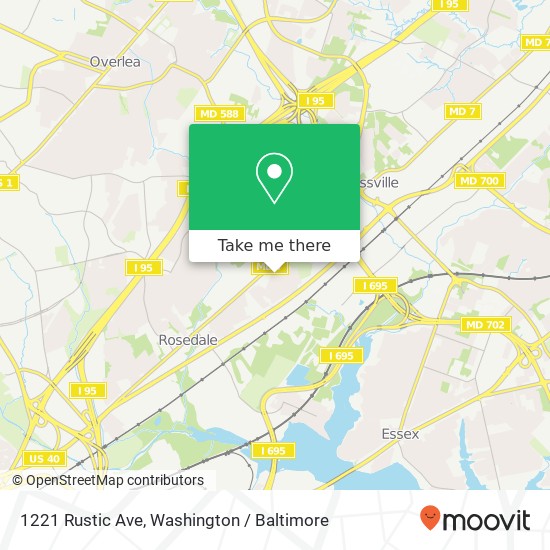 Mapa de 1221 Rustic Ave, Rosedale, MD 21237