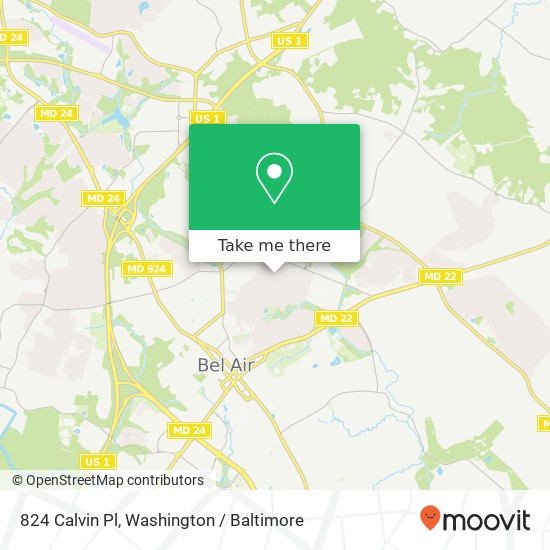 Mapa de 824 Calvin Pl, Bel Air, MD 21014