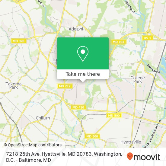 Mapa de 7218 25th Ave, Hyattsville, MD 20783