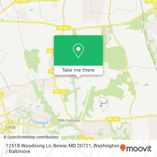 Mapa de 12518 Woodsong Ln, Bowie, MD 20721