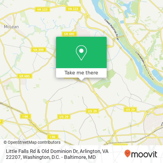 Mapa de Little Falls Rd & Old Dominion Dr, Arlington, VA 22207