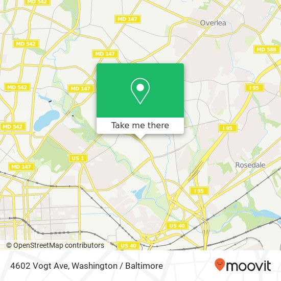 Mapa de 4602 Vogt Ave, Baltimore, MD 21206