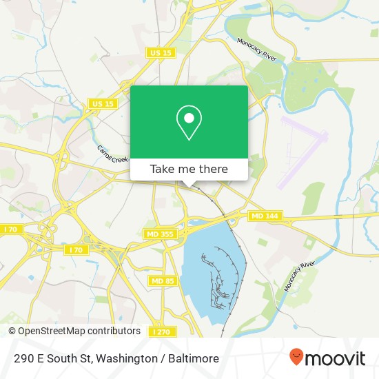 Mapa de 290 E South St, Frederick, MD 21701