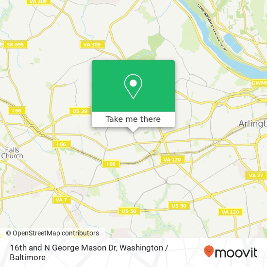 16th and N George Mason Dr, Arlington, VA 22205 map