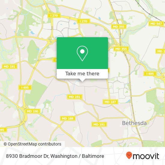 Mapa de 8930 Bradmoor Dr, Bethesda, MD 20817