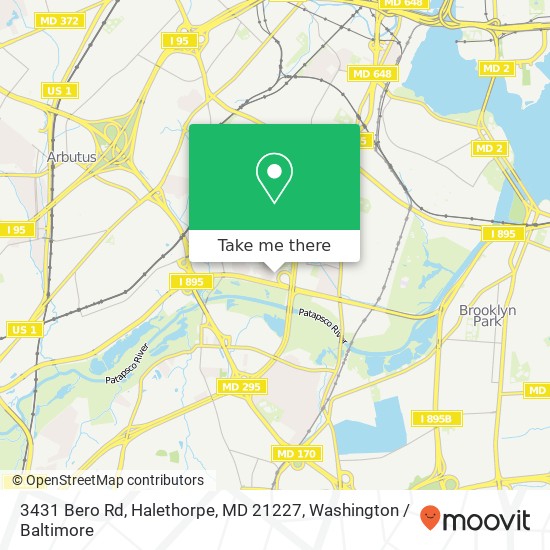 Mapa de 3431 Bero Rd, Halethorpe, MD 21227